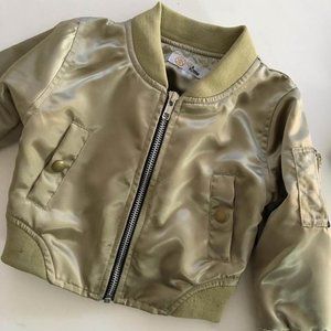 Olive Satin Bomber NWT